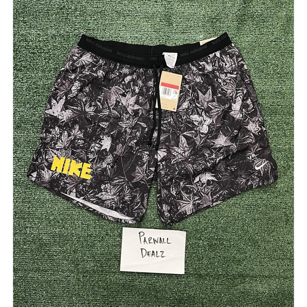 Nike Stride Dri-FIT 7" Brief-Lined Running Shorts Black Camo Men's L IH4512-010